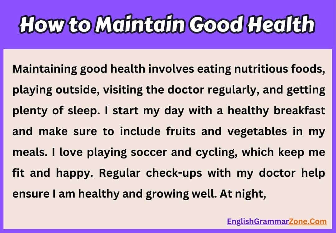 Paragraph on How to Maintain Good Health