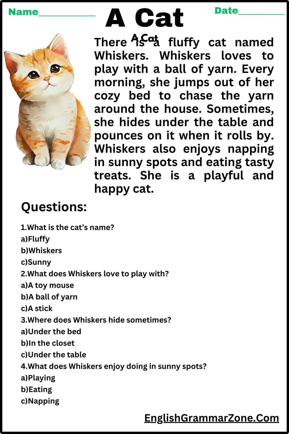 First Grade Reading comprehensive