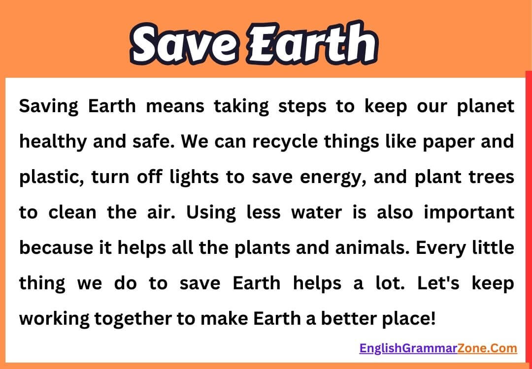Save earth paragraph 150 words