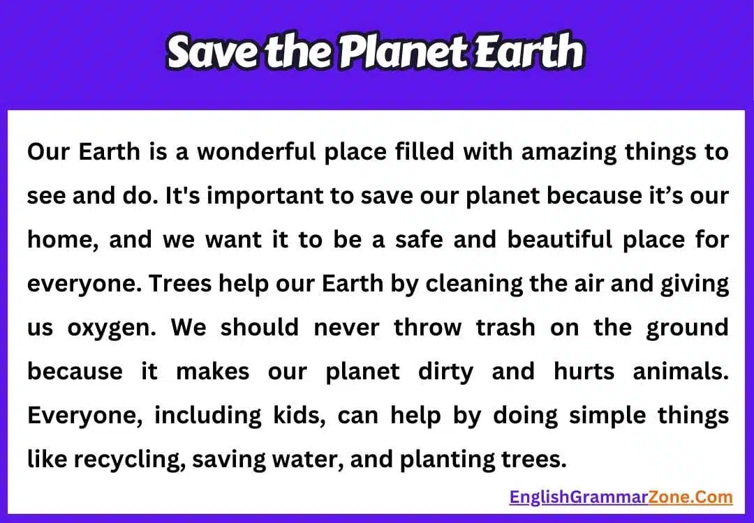 Save the planet earth paragraph 250 words