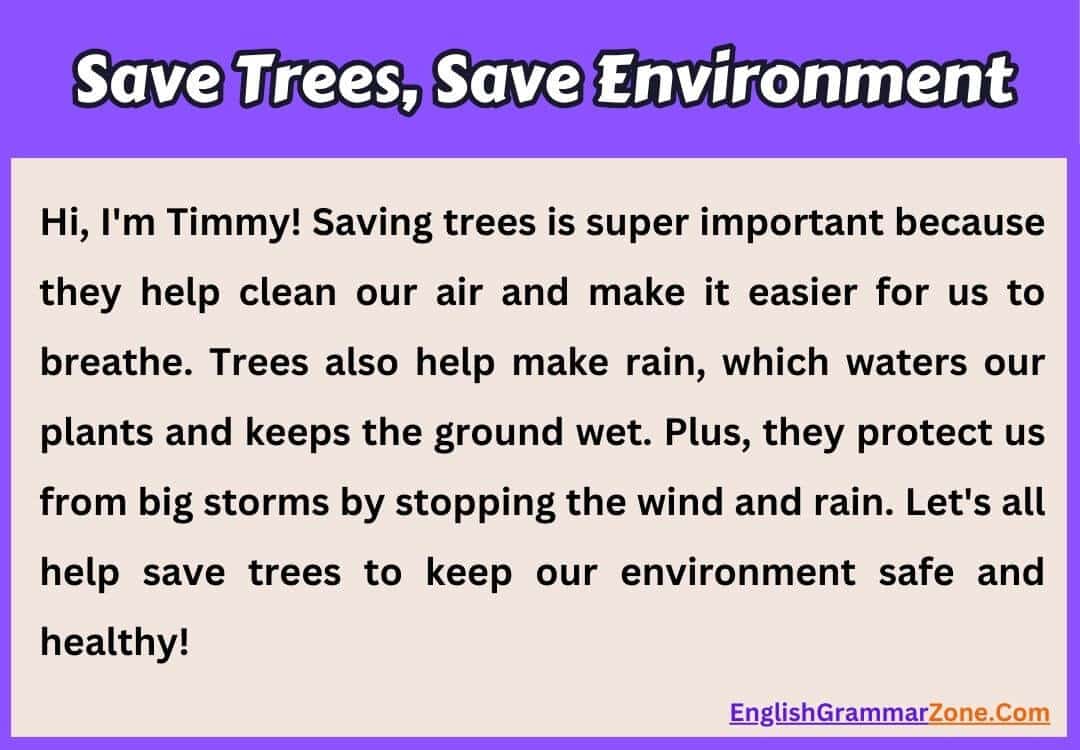 Save trees save environment paragraph in English