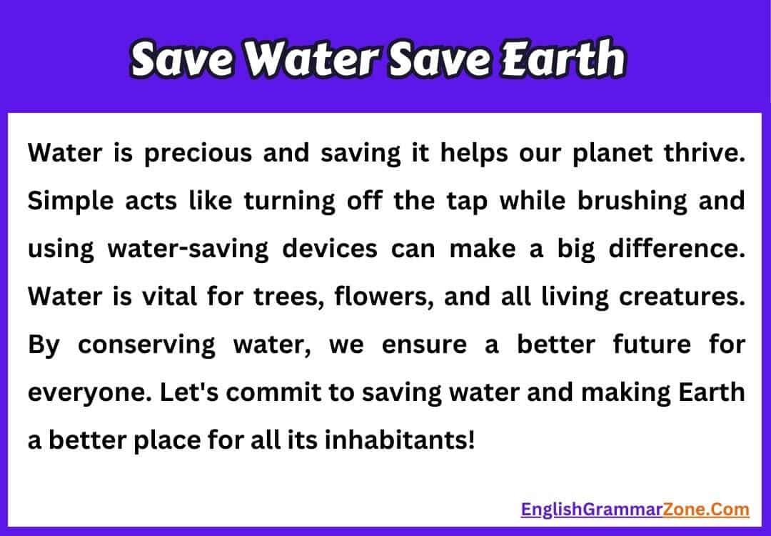 Paragraph on Save Water Save Earth