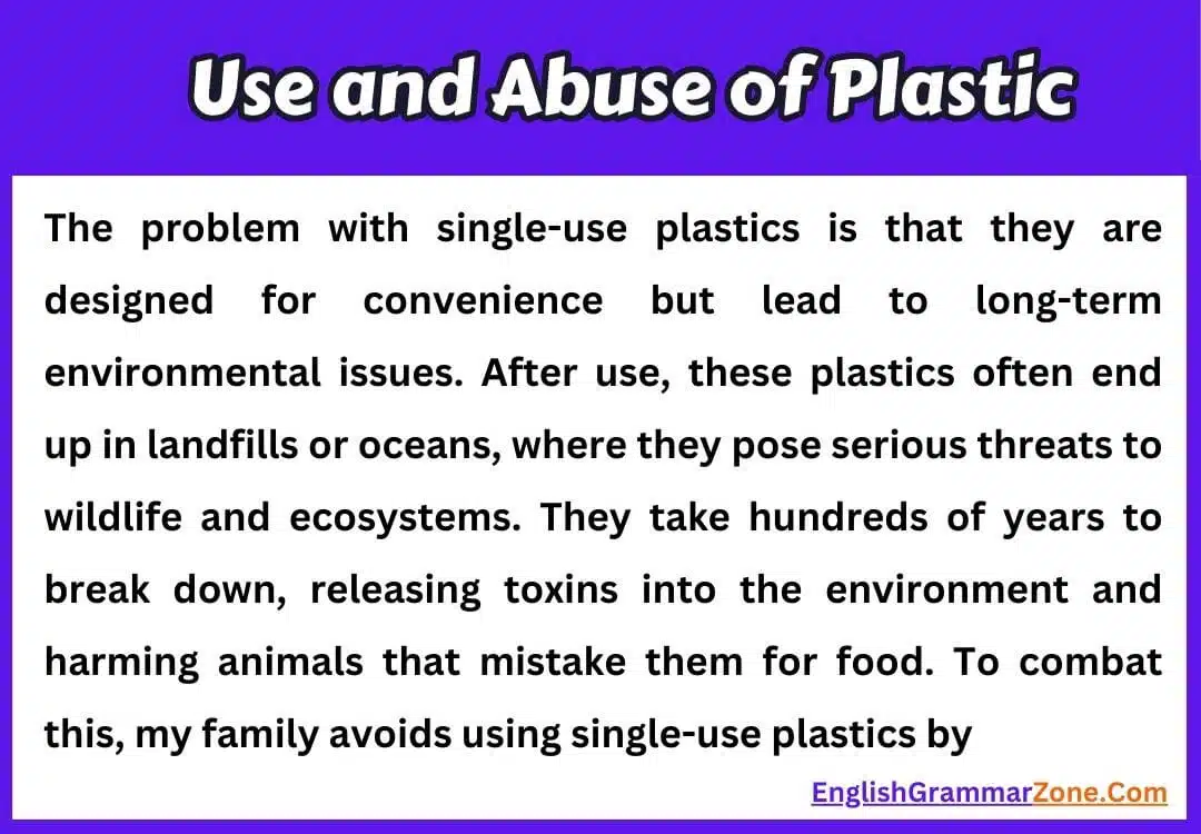 Paragraph on Use and Abuse of Plastic
