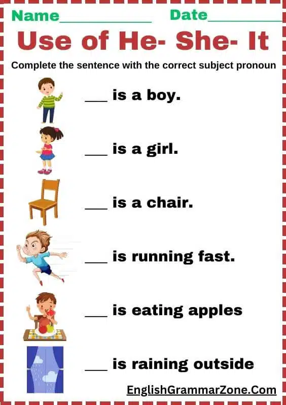 he she it worksheet