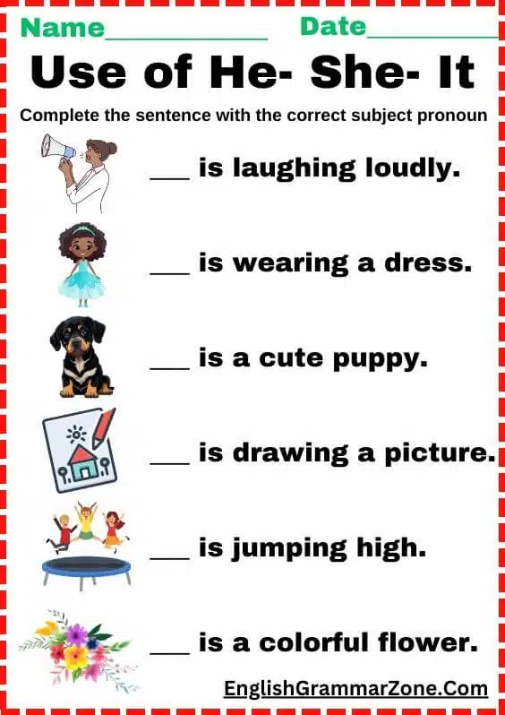 he she it worksheet