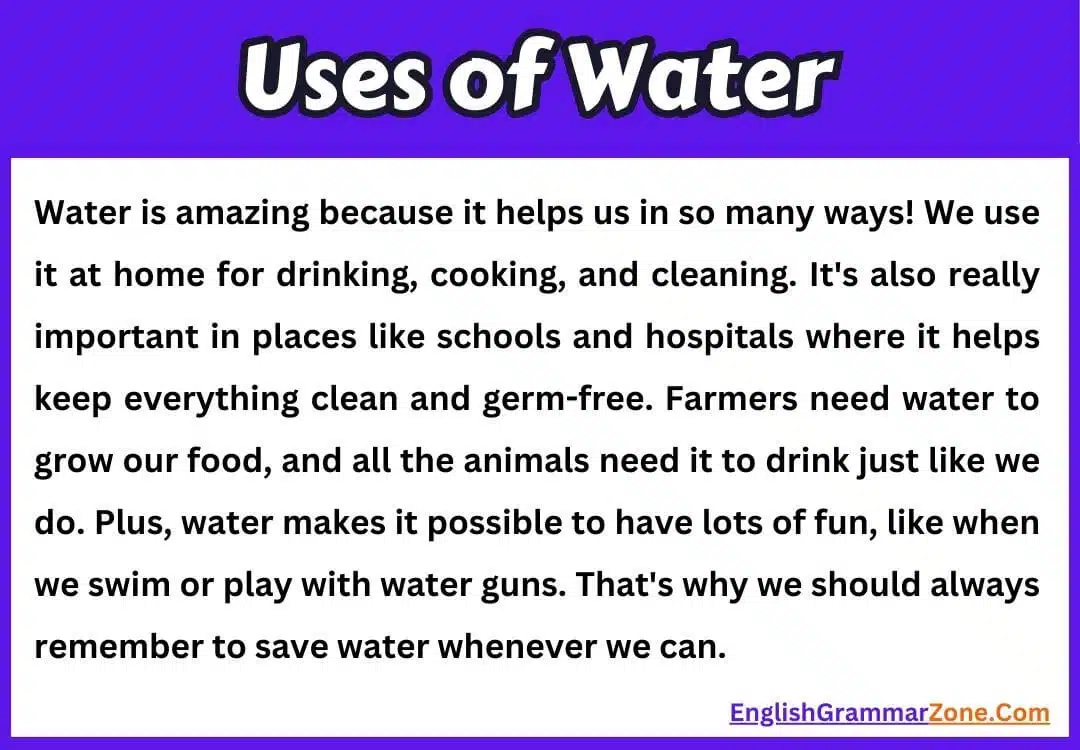 Uses of water in daily life