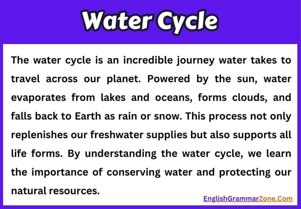 Paragraph on Water Cycle in English