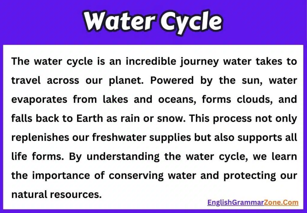 Paragraph on Water Cycle in English