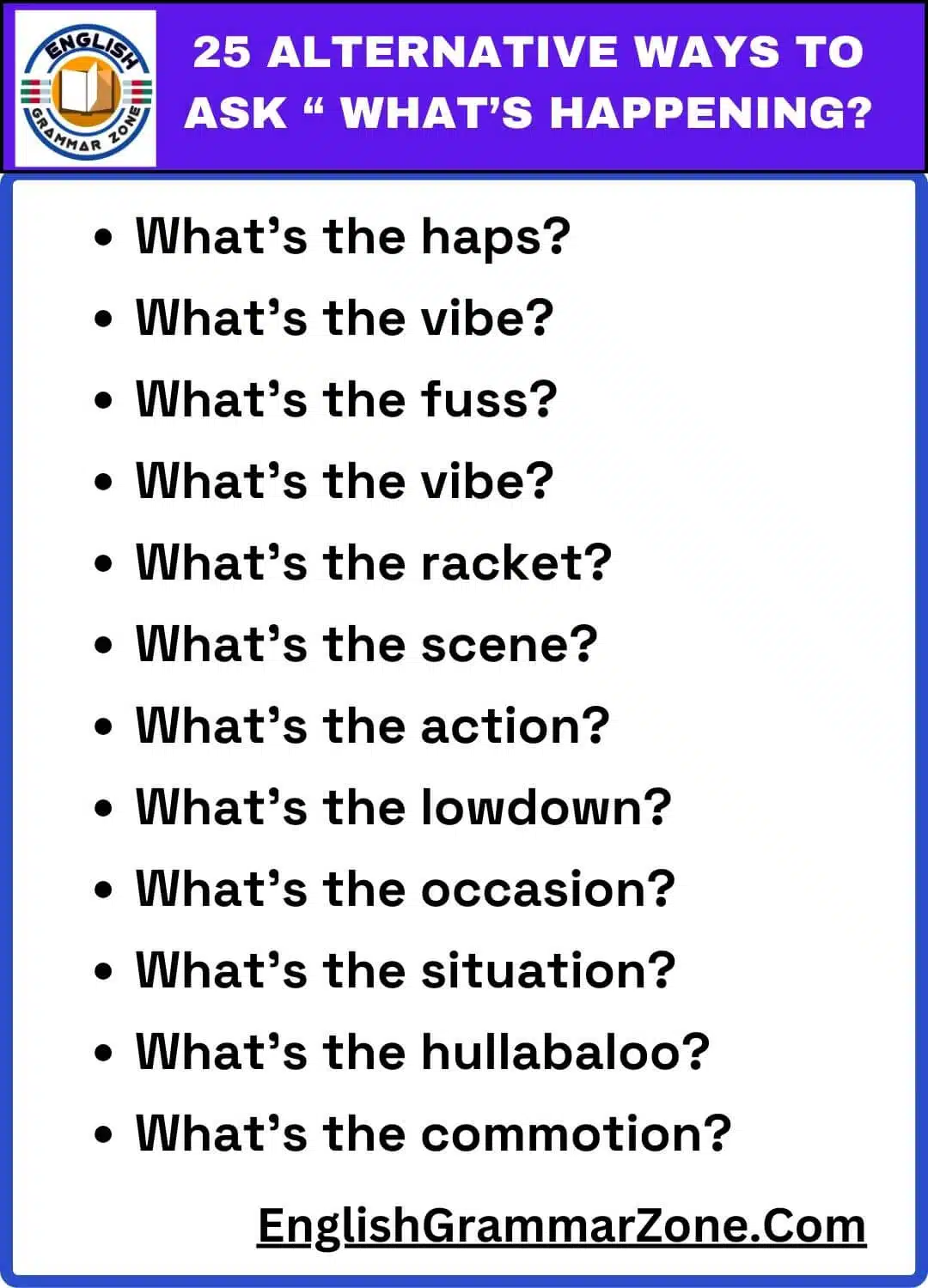 Alternative ways to Ask Whats Happening