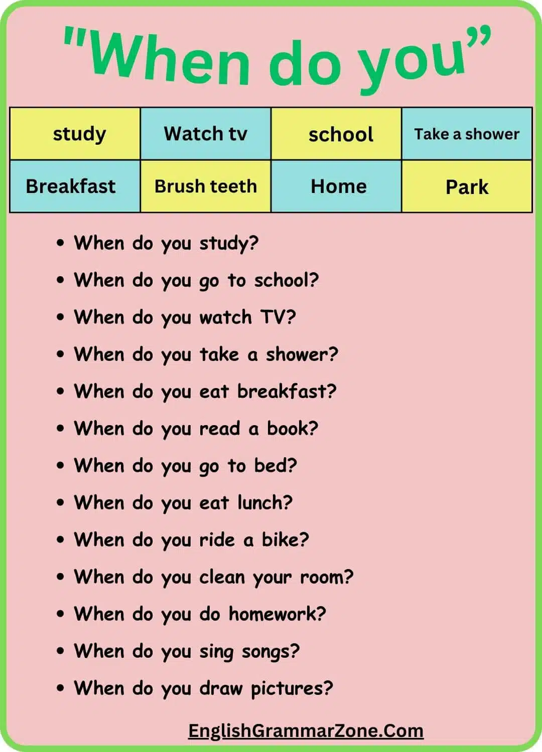 Daily Activities Question