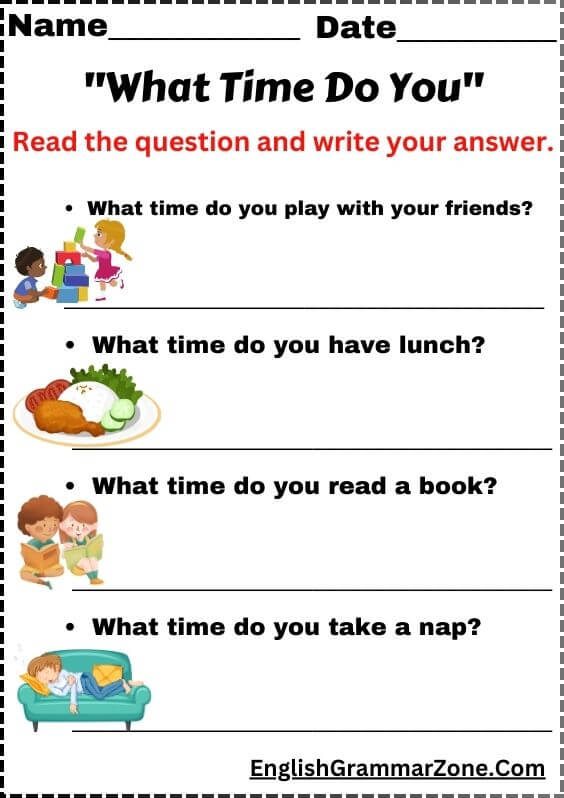 What Time Do You Questions For Kids