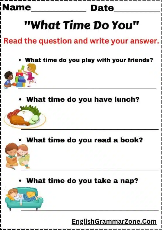 What Time Do You Questions For Kids