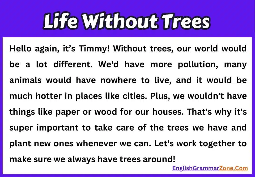 paragraph on life without trees in English