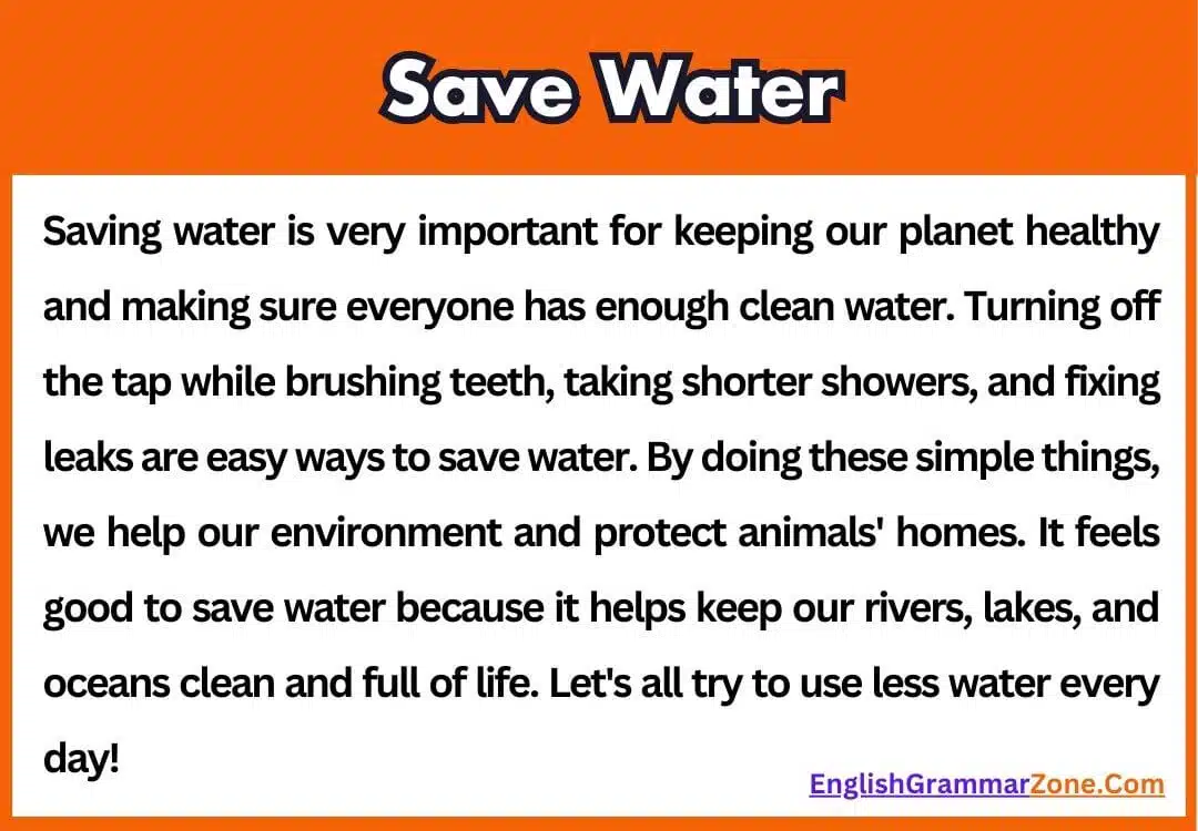 Paragraph on Save Water