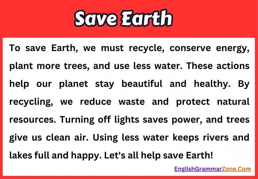 Paragraph on Save Earth