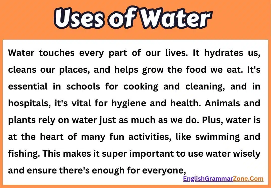 Paragraph on Uses of Water