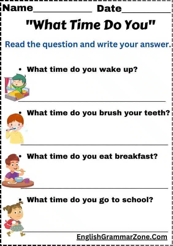 What Time Do You Questions For Kids