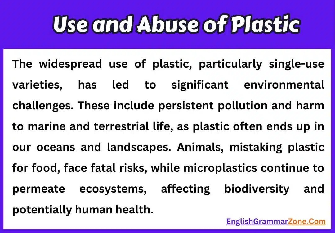 Paragraph on Use and Abuse of Plastic