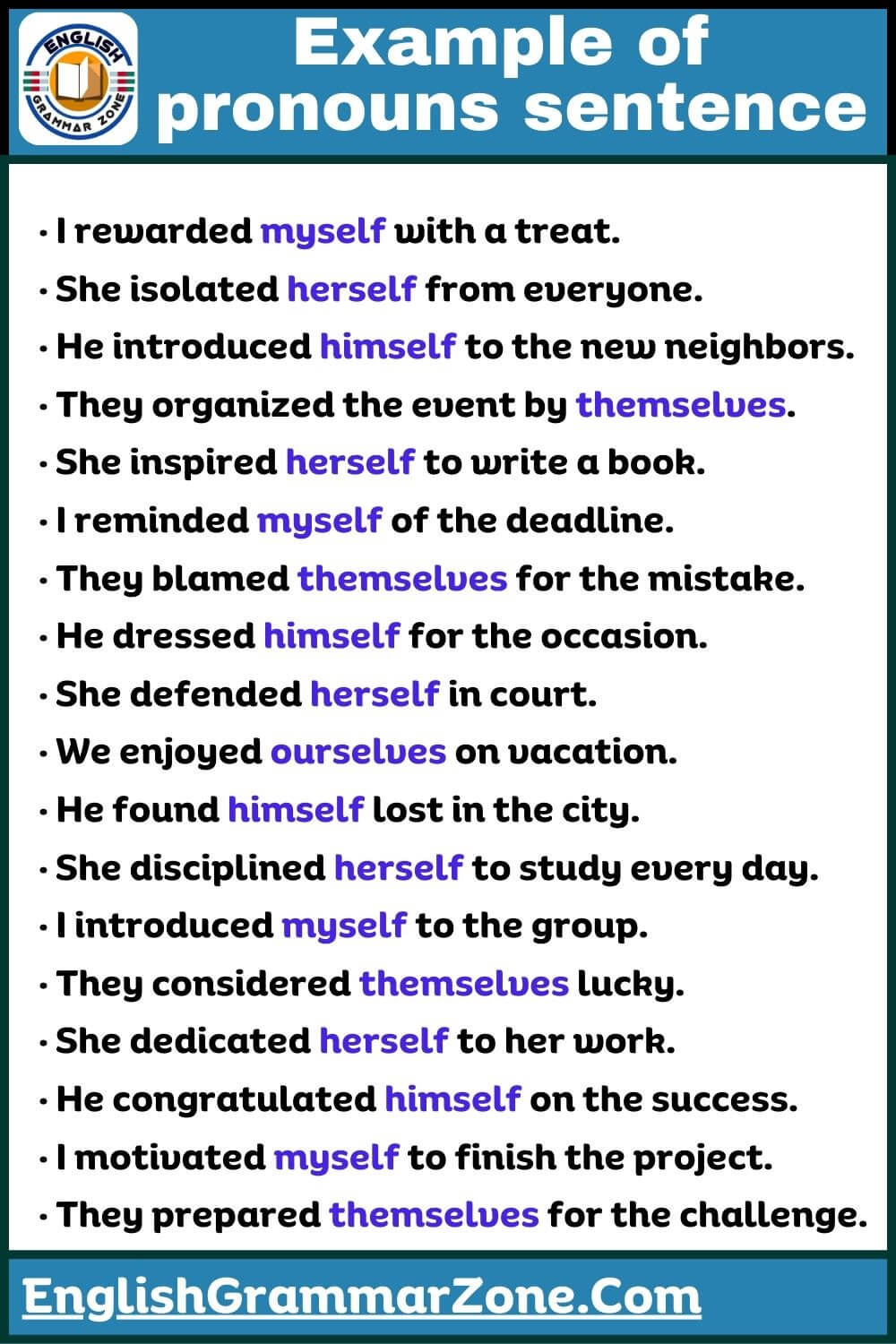 100 Example of reflexive pronoun