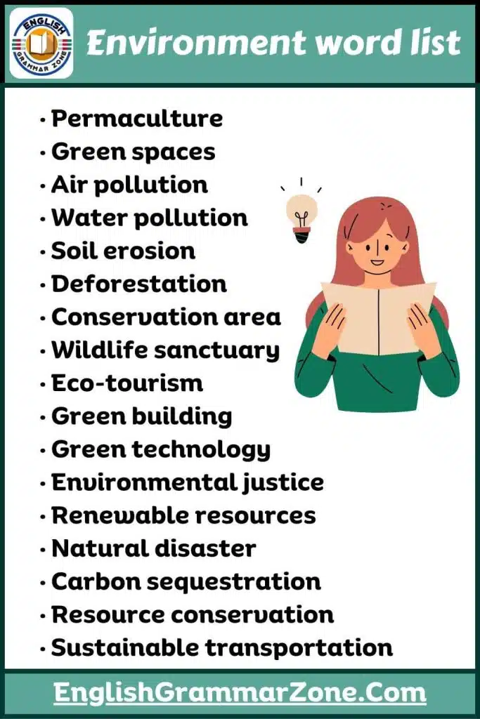 100  Environment Word List