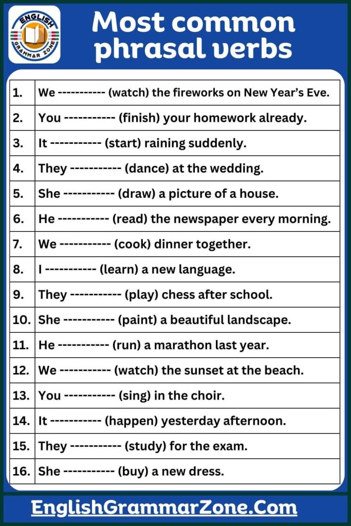 Most common phrasal verbs