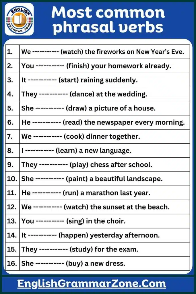 Most common phrasal verbs