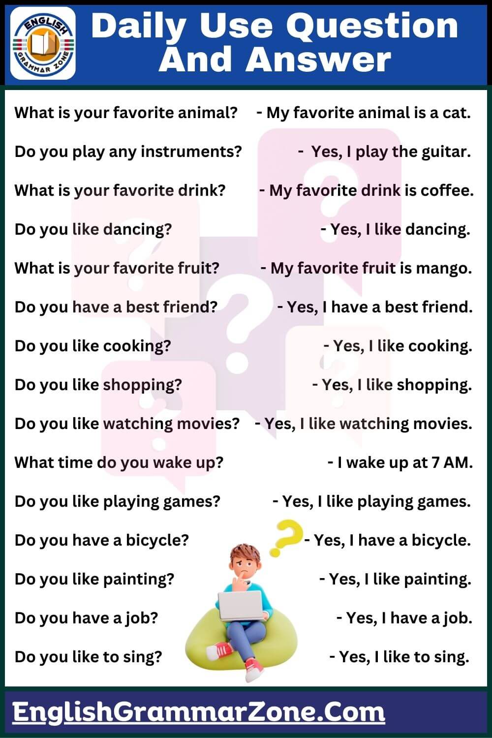 Daily use English question answer