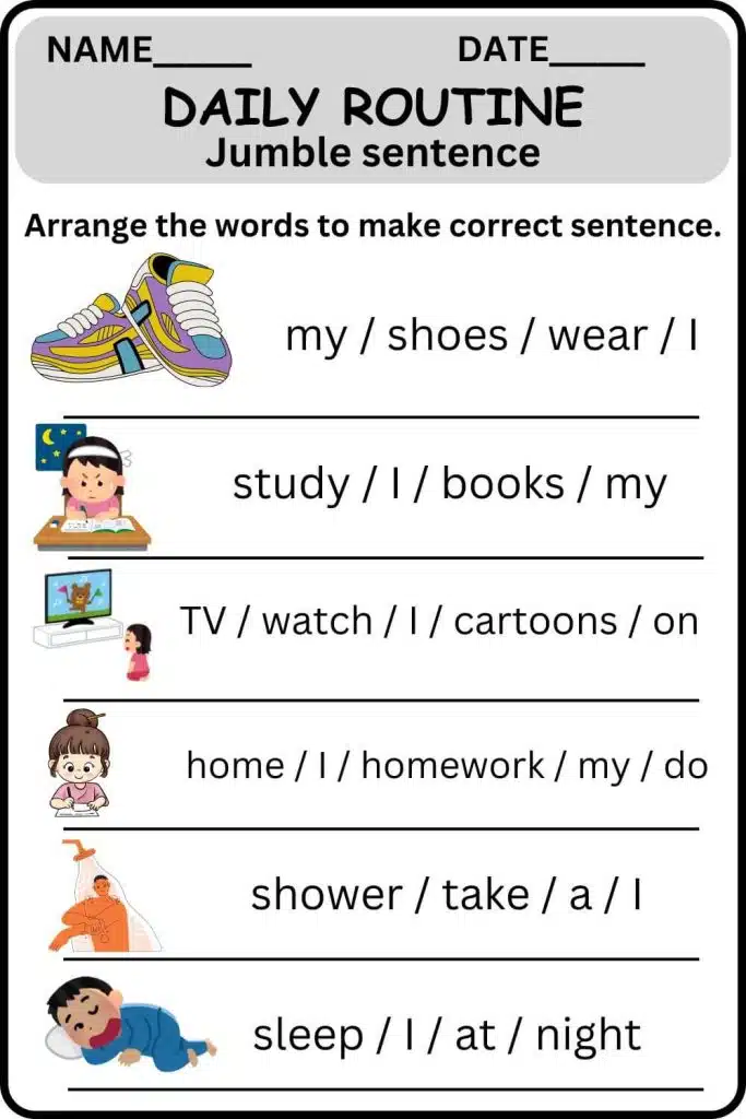 Daily routine activities for students