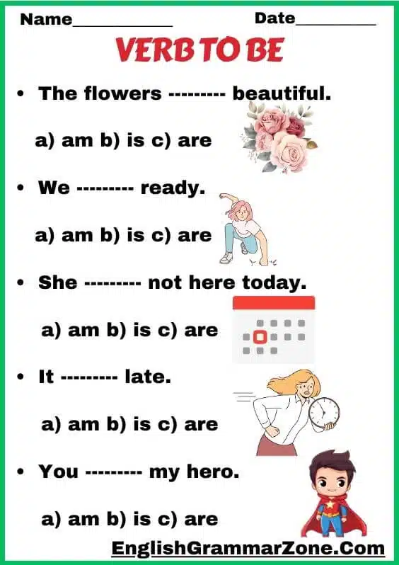 Verb To Be Worksheet With Answer