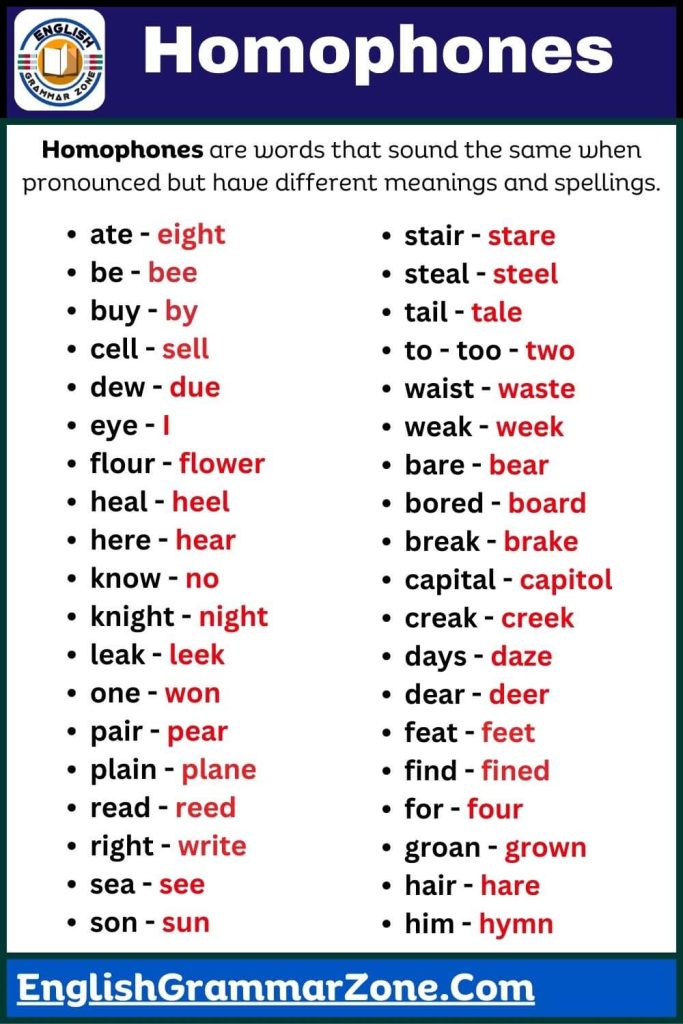 Homophones examples sentencesHomophones examples sentences