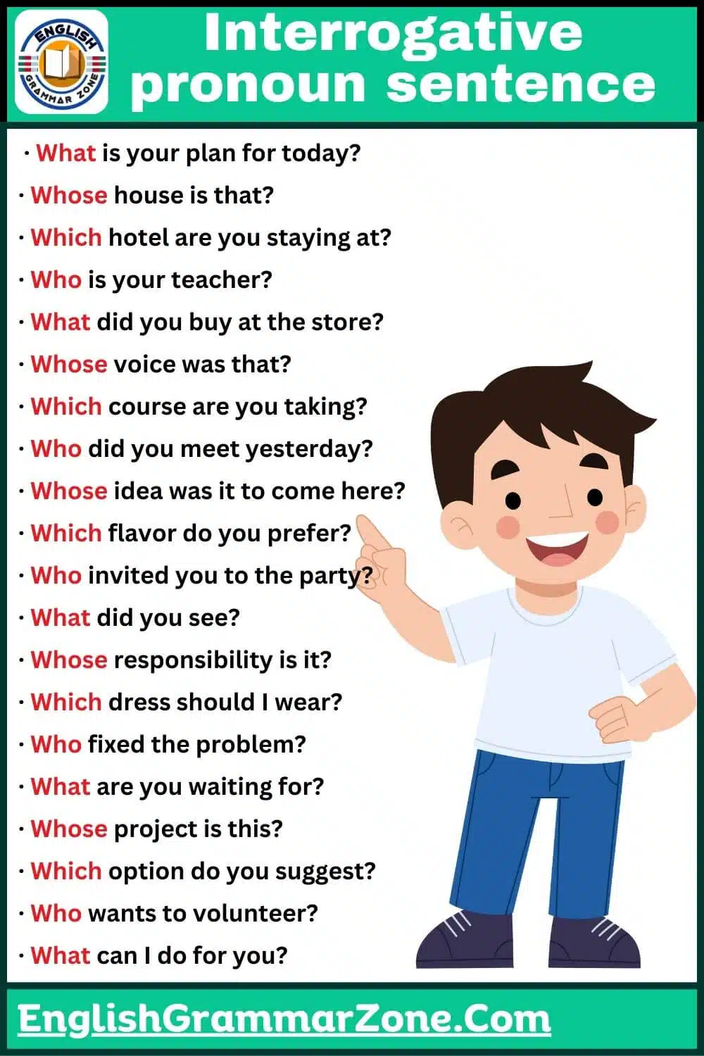 Interrogative pronouns examples