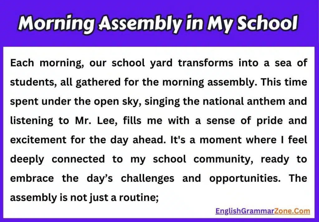 Paragraph on Morning Assembly in My School