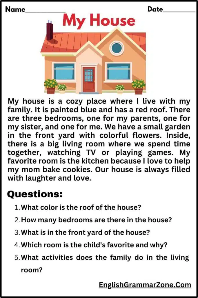 My House Worksheet