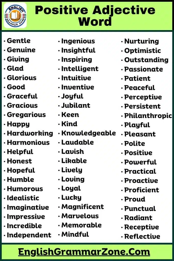 Positive Adjective Word