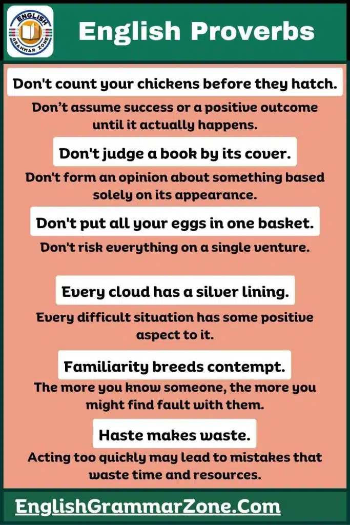 50 Useful English Proverbs and Their Meanings