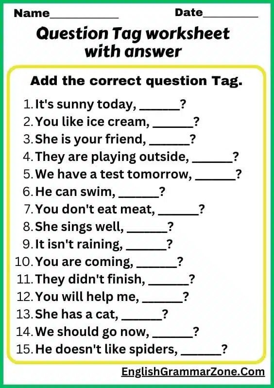 tag question with examples
