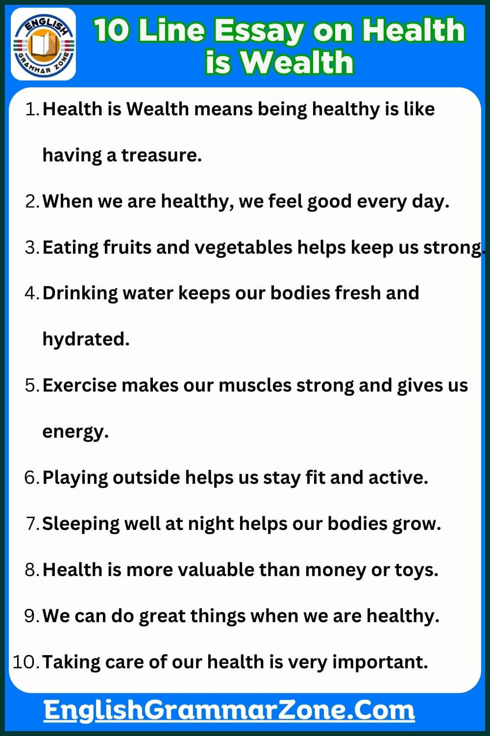 10 Line Essay on Health is Wealth