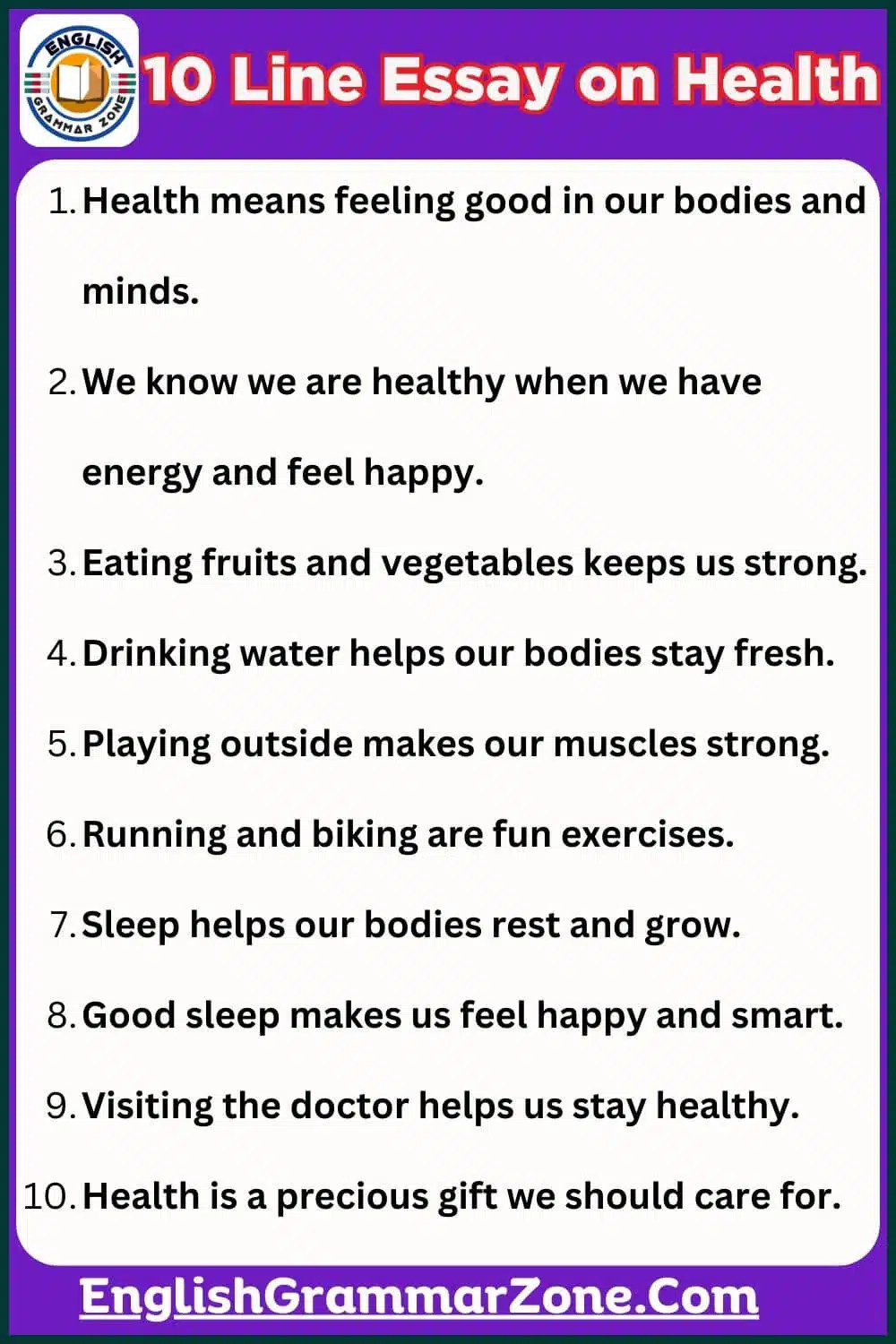 10 Line Essay on Health