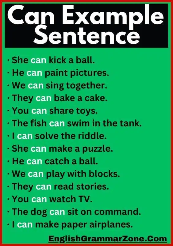 sentence with Can
