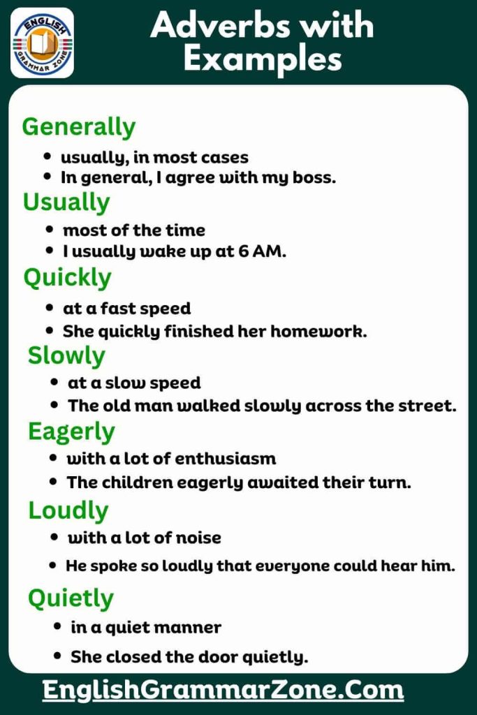 Adverbs With Meaning And Examples