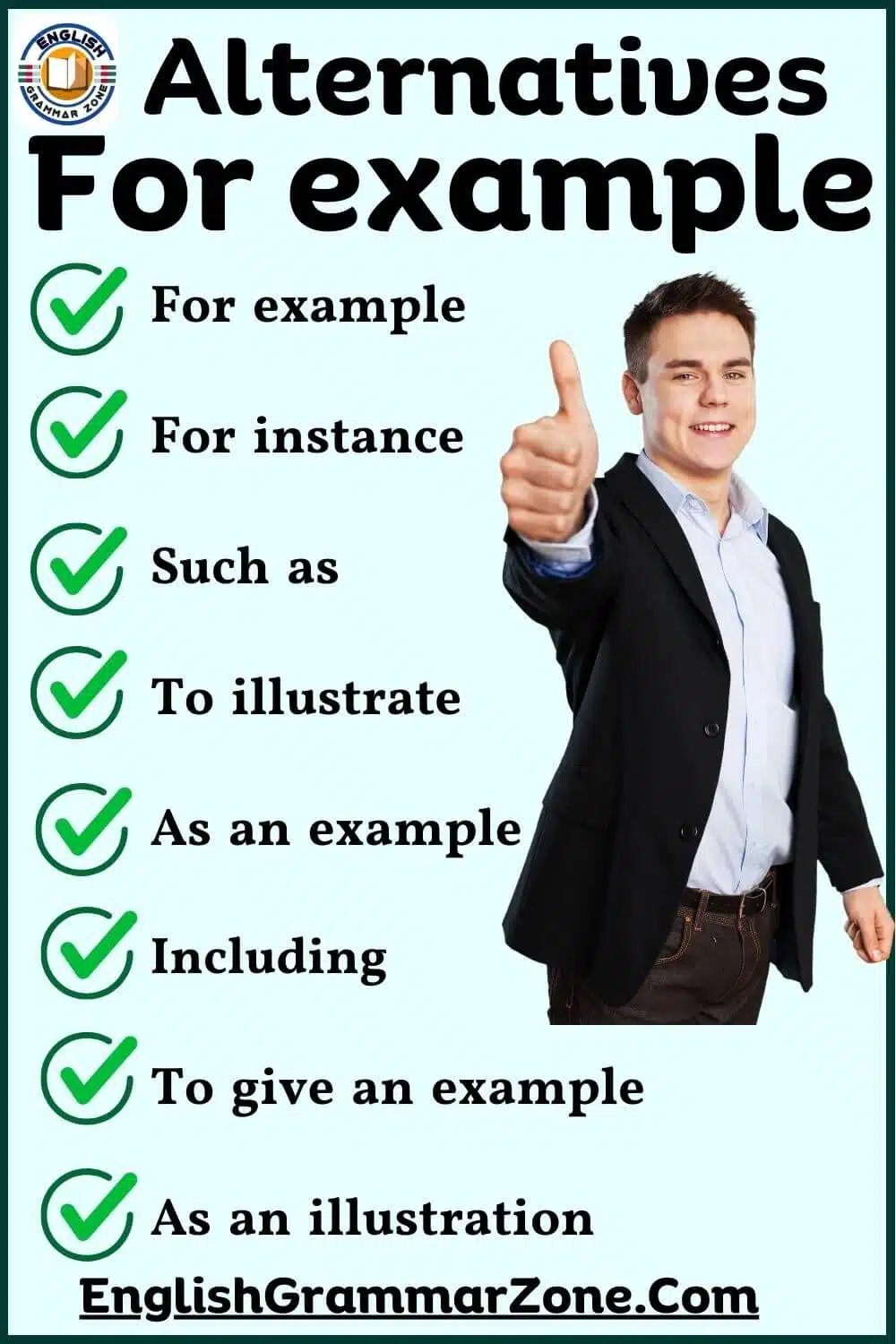 100 Alternatives way to say,  for  example in sentence