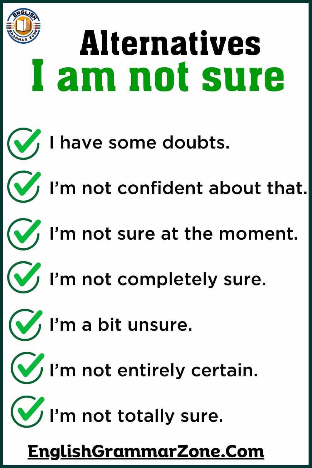 100 Alternatives way to say ,I am not sure