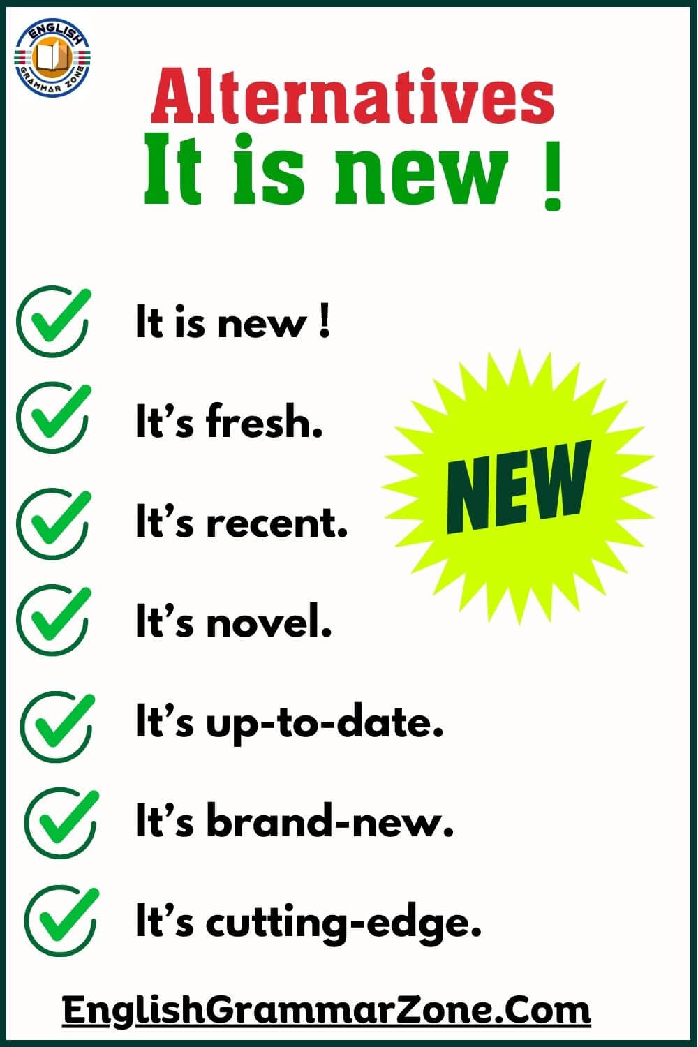way to say it is new