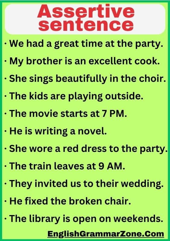 Examples Of Assertive Sentence