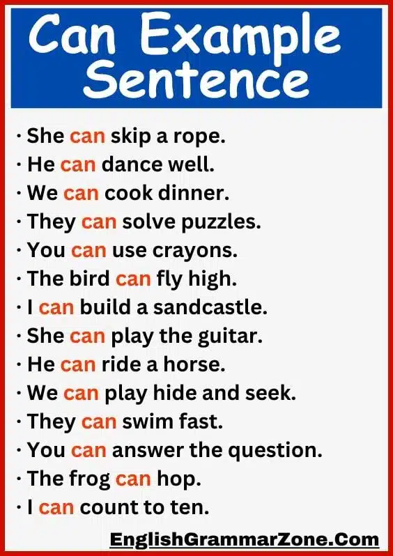 sentence with Can