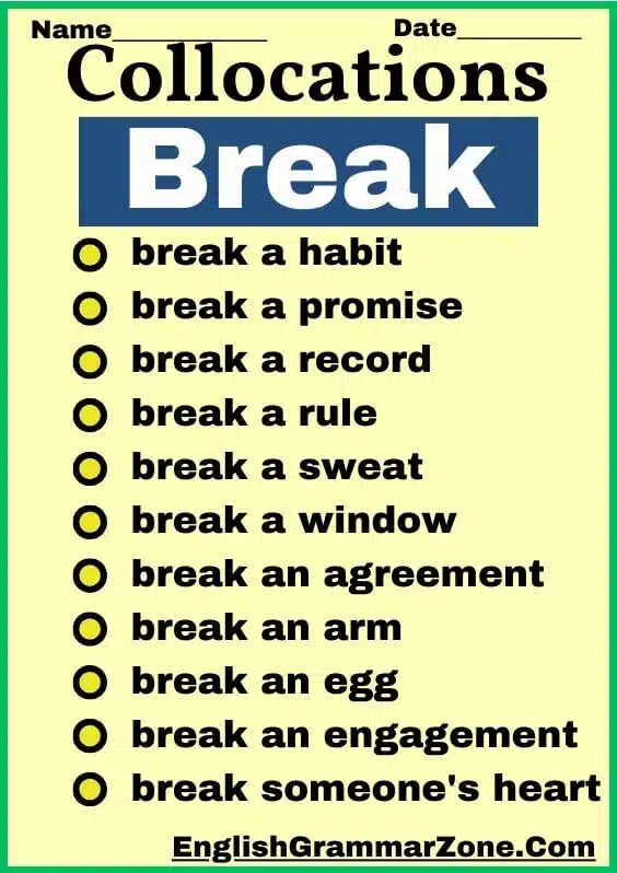 Collocation with break list
