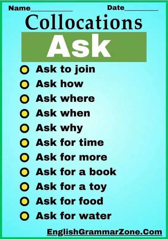 Collocations With Ask