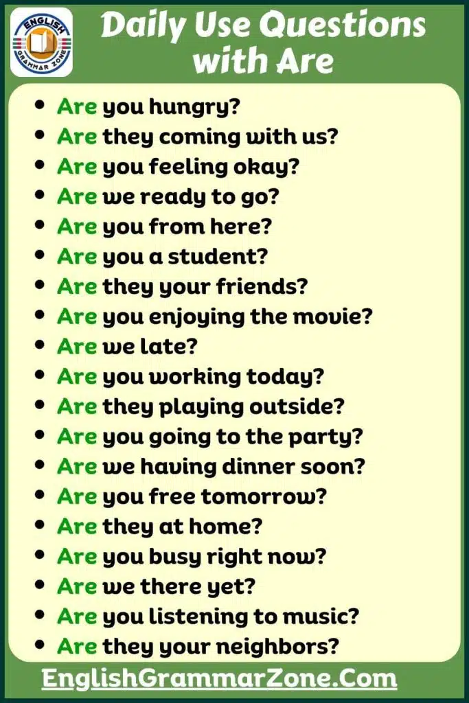 Question with Are in English
