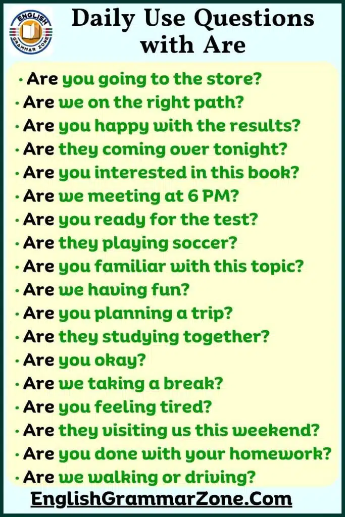 Question with Are in English