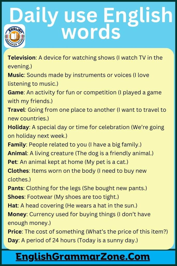 Daily Use English Words